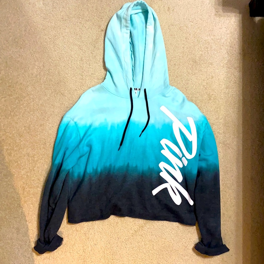 PINK VS bright blue crop sweatshirt